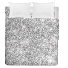 Silver And White Glitters Metallic Finish Party Texture Background Imitation Duvet Cover Double Side (queen Size) by genx