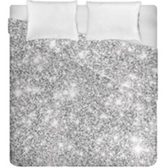 Silver And White Glitters Metallic Finish Party Texture Background Imitation Duvet Cover Double Side (king Size) by genx