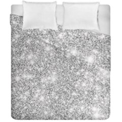 Silver And White Glitters Metallic Finish Party Texture Background Imitation Duvet Cover Double Side (california King Size) by genx