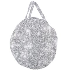 Silver And White Glitters Metallic Finish Party Texture Background Imitation Giant Round Zipper Tote by genx