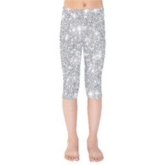 Silver And White Glitters Metallic Finish Party Texture Background Imitation Kids  Capri Leggings  by genx