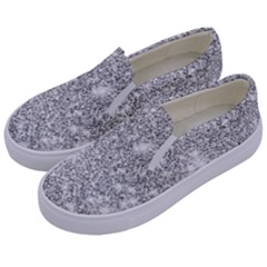 Silver And White Glitters Metallic Finish Party Texture Background Imitation Kids  Canvas Slip Ons by genx