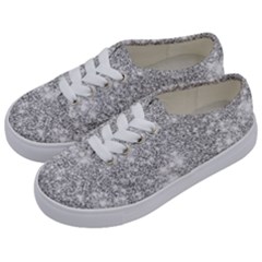 Silver And White Glitters Metallic Finish Party Texture Background Imitation Kids  Classic Low Top Sneakers by genx