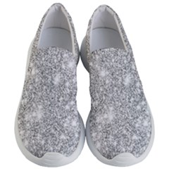 Silver And White Glitters Metallic Finish Party Texture Background Imitation Women s Lightweight Slip Ons by genx