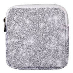 Silver And White Glitters Metallic Finish Party Texture Background Imitation Mini Square Pouch by genx