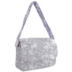 Silver And White Glitters Metallic Finish Party Texture Background Imitation Courier Bag by genx
