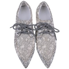 Silver And White Glitters Metallic Finish Party Texture Background Imitation Women s Pointed Oxford Shoes by genx