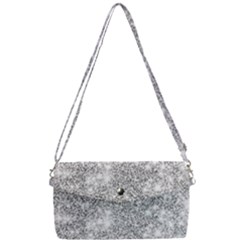 Silver And White Glitters Metallic Finish Party Texture Background Imitation Removable Strap Clutch Bag by genx