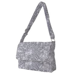Silver And White Glitters Metallic Finish Party Texture Background Imitation Full Print Messenger Bag (l) by genx