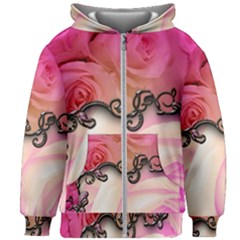 Decorative Elegant Roses Kids  Zipper Hoodie Without Drawstring by FantasyWorld7