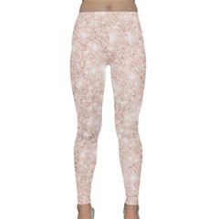 Rose Gold Pink Glitters Metallic Finish Party Texture Imitation Pattern Classic Yoga Leggings by genx