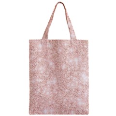Rose Gold Pink Glitters Metallic Finish Party Texture Imitation Pattern Zipper Classic Tote Bag by genx
