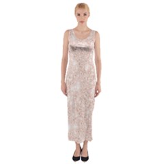 Rose Gold Pink Glitters Metallic Finish Party Texture Imitation Pattern Fitted Maxi Dress by genx