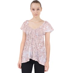 Rose Gold Pink Glitters Metallic Finish Party Texture Imitation Pattern Lace Front Dolly Top by genx