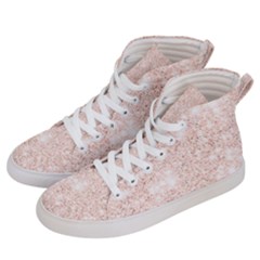 Rose Gold Pink Glitters Metallic Finish Party Texture Imitation Pattern Men s Hi-top Skate Sneakers by genx