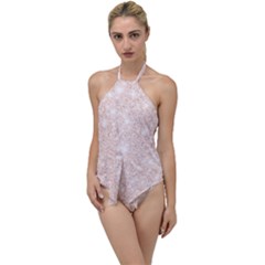 Rose Gold Pink Glitters Metallic Finish Party Texture Imitation Pattern Go With The Flow One Piece Swimsuit by genx