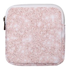 Rose Gold Pink Glitters Metallic Finish Party Texture Imitation Pattern Mini Square Pouch by genx