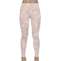 Rose Gold Pink Glitters Metallic Finish Party Texture Imitation Pattern Lightweight Velour Classic Yoga Leggings by genx