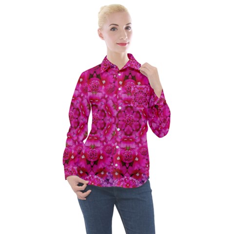 Flower Suprise To Love And Enjoy Women s Long Sleeve Pocket Shirt by pepitasart