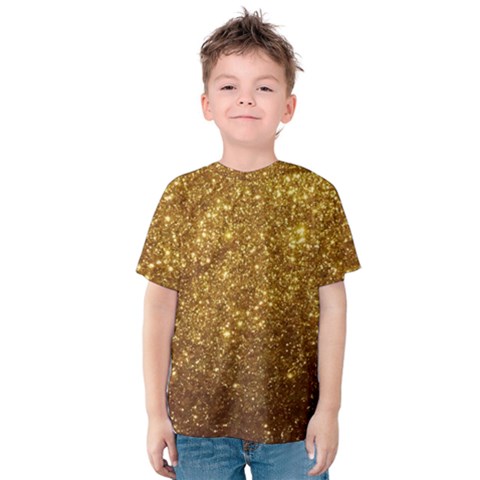 Gold Glitters Metallic Finish Party Texture Background Faux Shine Pattern Kids  Cotton Tee by genx