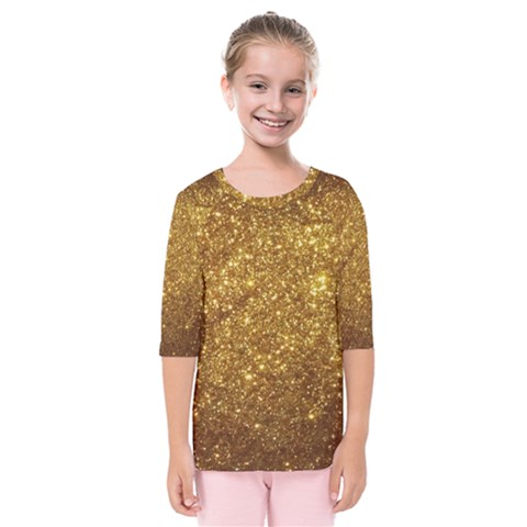 Gold Glitters Metallic Finish Party Texture Background Faux Shine Pattern Kids  Quarter Sleeve Raglan Tee by genx