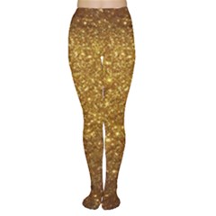 Gold Glitters Metallic Finish Party Texture Background Faux Shine Pattern Tights by genx