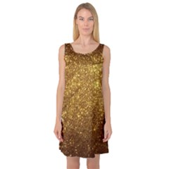 Gold Glitters Metallic Finish Party Texture Background Faux Shine Pattern Sleeveless Satin Nightdress by genx