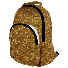 Gold Glitters Metallic Finish Party Texture Background Faux Shine Pattern Rounded Multi Pocket Backpack by genx