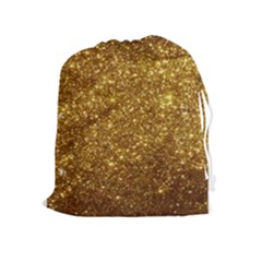 Gold Glitters Metallic Finish Party Texture Background Faux Shine Pattern Drawstring Pouch (xl)