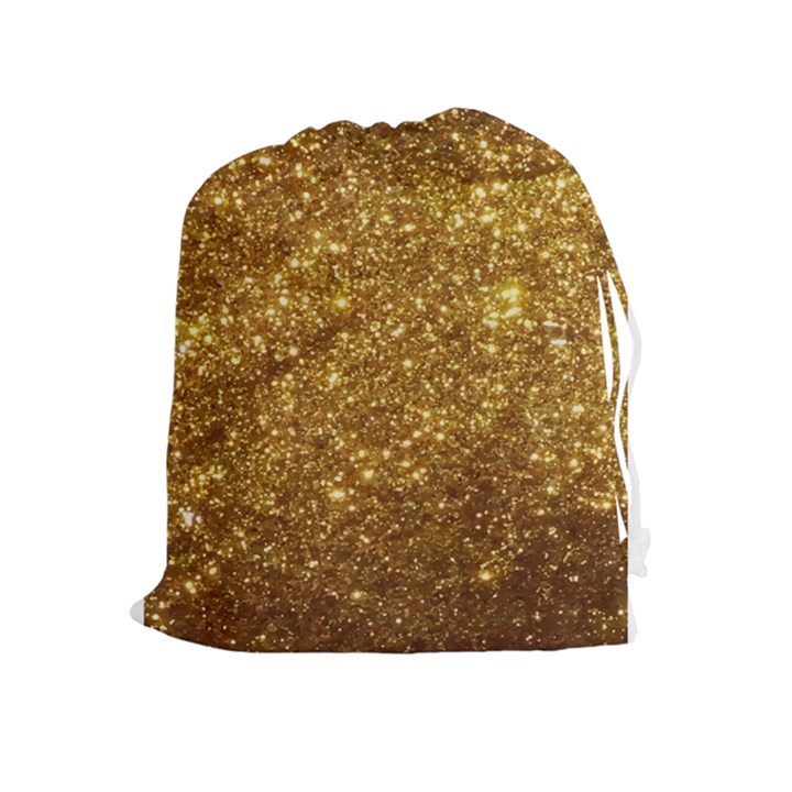 Gold Glitters metallic finish party texture background faux shine pattern Drawstring Pouch (XL)