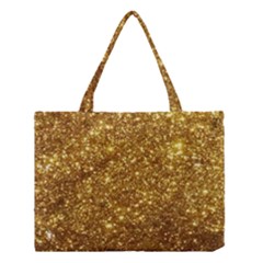 Gold Glitters Metallic Finish Party Texture Background Faux Shine Pattern Medium Tote Bag by genx