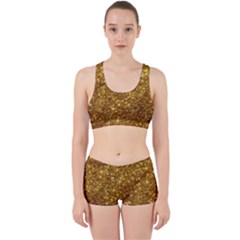 Gold Glitters Metallic Finish Party Texture Background Faux Shine Pattern Work It Out Gym Set by genx