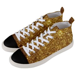 Gold Glitters Metallic Finish Party Texture Background Faux Shine Pattern Men s Mid-top Canvas Sneakers by genx