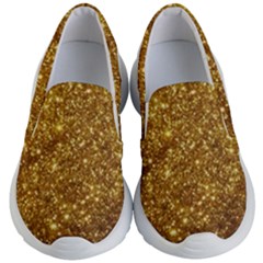 Gold Glitters Metallic Finish Party Texture Background Faux Shine Pattern Kids Lightweight Slip Ons by genx
