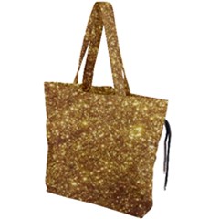 Gold Glitters Metallic Finish Party Texture Background Faux Shine Pattern Drawstring Tote Bag by genx