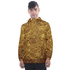 Gold Glitters Metallic Finish Party Texture Background Faux Shine Pattern Men s Front Pocket Pullover Windbreaker by genx