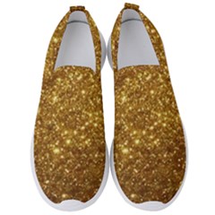 Gold Glitters Metallic Finish Party Texture Background Faux Shine Pattern Men s Slip On Sneakers by genx