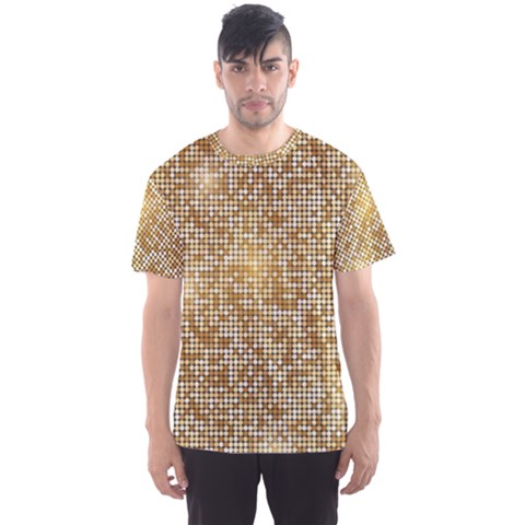 Retro Gold Glitters Golden Disco Ball Optical Illusion Men s Sports Mesh Tee by genx