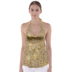 Retro Gold Glitters Golden Disco Ball Optical Illusion Babydoll Tankini Top by genx