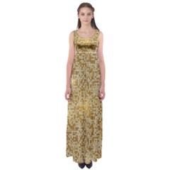 Retro Gold Glitters Golden Disco Ball Optical Illusion Empire Waist Maxi Dress by genx