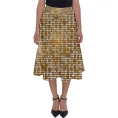 Retro Gold Glitters Golden Disco Ball Optical Illusion Perfect Length Midi Skirt by genx