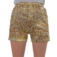 Retro Gold Glitters Golden Disco Ball Optical Illusion Sleepwear Shorts by genx