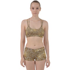 Retro Gold Glitters Golden Disco Ball Optical Illusion Perfect Fit Gym Set by genx