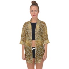 Retro Gold Glitters Golden Disco Ball Optical Illusion Open Front Chiffon Kimono by genx