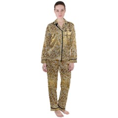 Retro Gold Glitters Golden Disco Ball Optical Illusion Satin Long Sleeve Pyjamas Set by genx