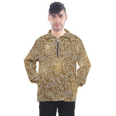 Retro Gold Glitters Golden Disco Ball Optical Illusion Men s Half Zip Pullover by genx