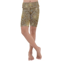 Retro Gold Glitters Golden Disco Ball Optical Illusion Kids  Lightweight Velour Cropped Yoga Leggings by genx