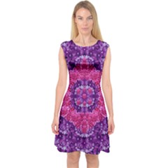 Flowers And Purple Suprise To Love And Enjoy Capsleeve Midi Dress by pepitasart