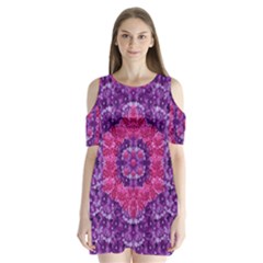Flowers And Purple Suprise To Love And Enjoy Shoulder Cutout Velvet One Piece by pepitasart
