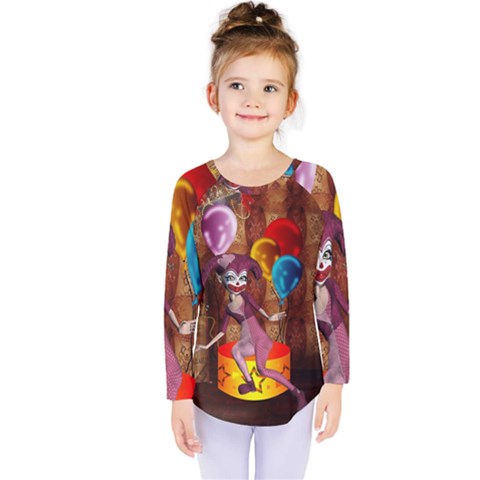 Cute Little Harlequin Kids  Long Sleeve Tee by FantasyWorld7